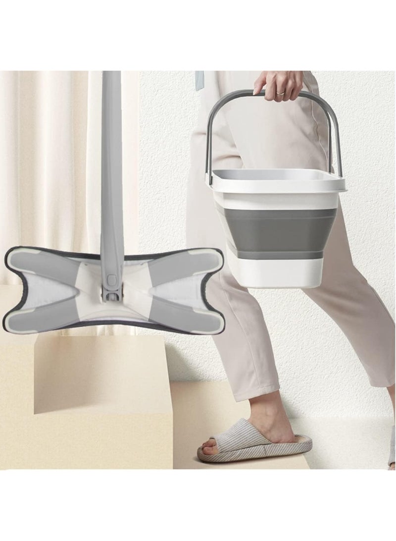 LYNLYN Large Collapsible Mop Bucket with Wheels, Rectangular Folding Cleaning Tub 21 in Wide Opening, TPR and PP BPA-Free Portable Rolling Bucket for House Cleaning, Camping, RV & Storage - Image 4